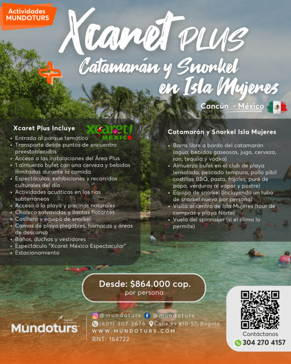 Detalle del plan Xcaret Plus y Snorkel en Isla Mujeres